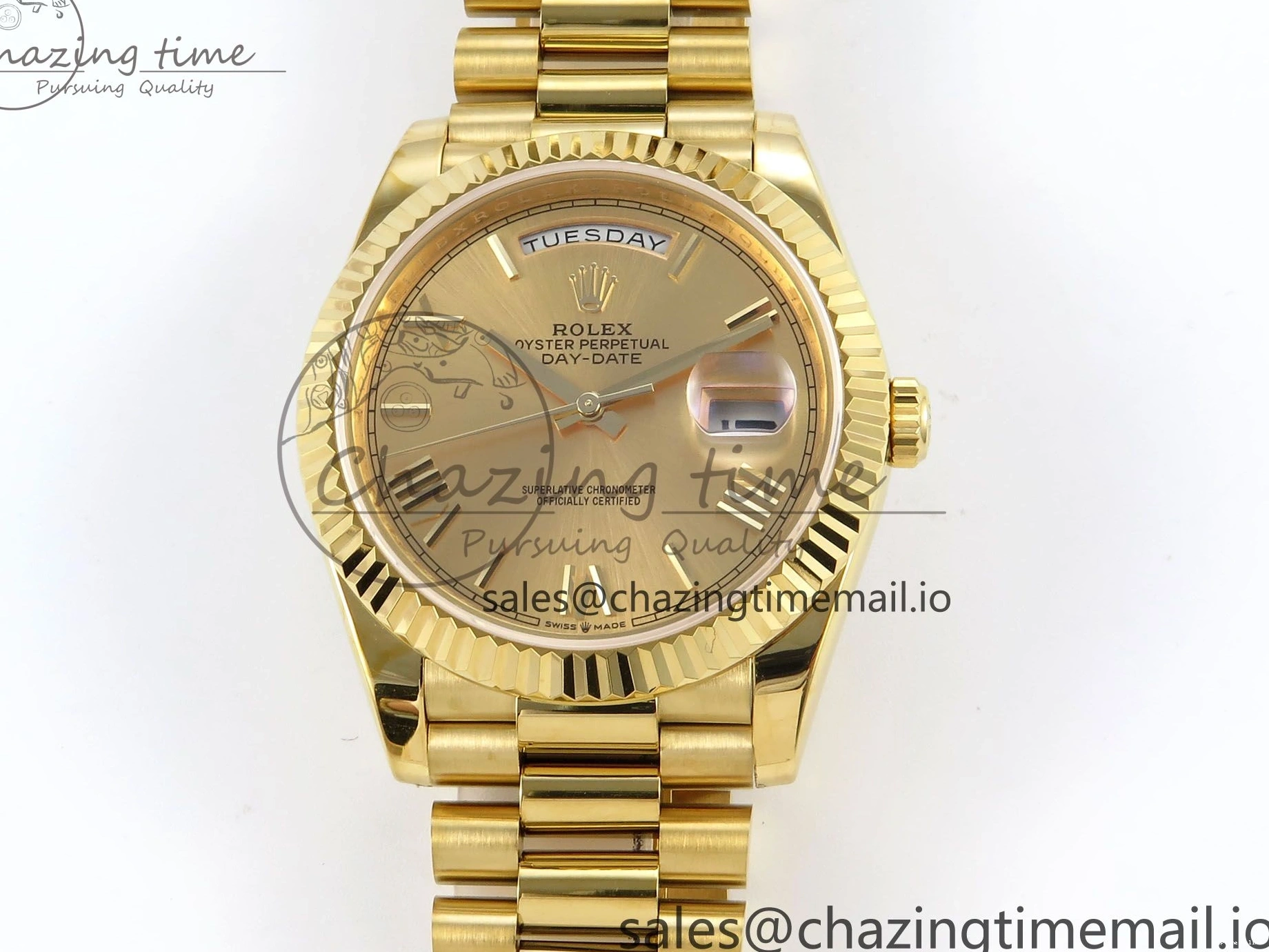 0504 QuickDry Day Date 40 YG 228238 KF 1:1 Best Edition YG Roman Dial on President Bracelet VR3255 (Gain Weight) 839